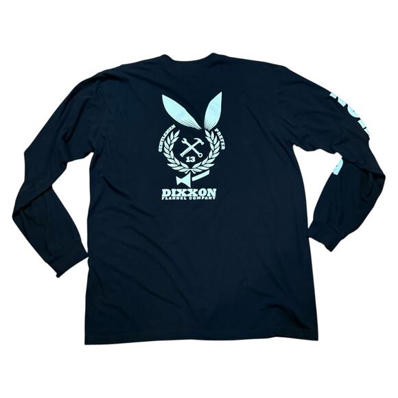 Dixxon Flannel Co T-Shirt Mens Black Long Sleeve Logo Rabbit Ears Size 2XL FLAW - Picture 1 of 8